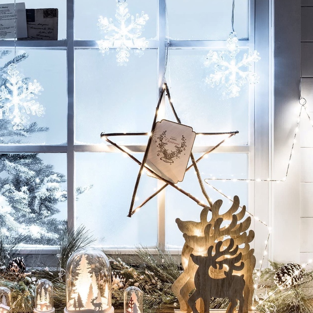 Stockholm Battery Operated Cool White LED Acrylic Snowflake Window Light